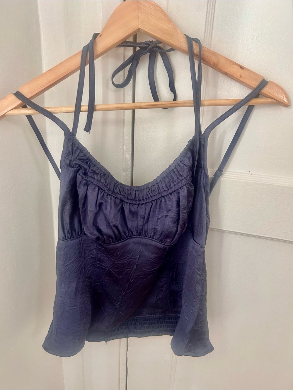 New Free People Navy Satin Soren top